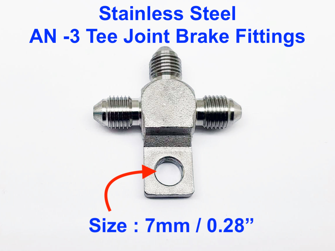 AN-3 Male Brake Fittings JIC3 AN3 3-Way Tee Joint with Locating Nut