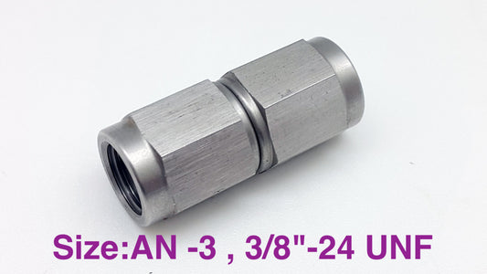 AN-3 to AN-3 Female Coupler Connector Stainless Brake Fittings 3/8x24 UNF