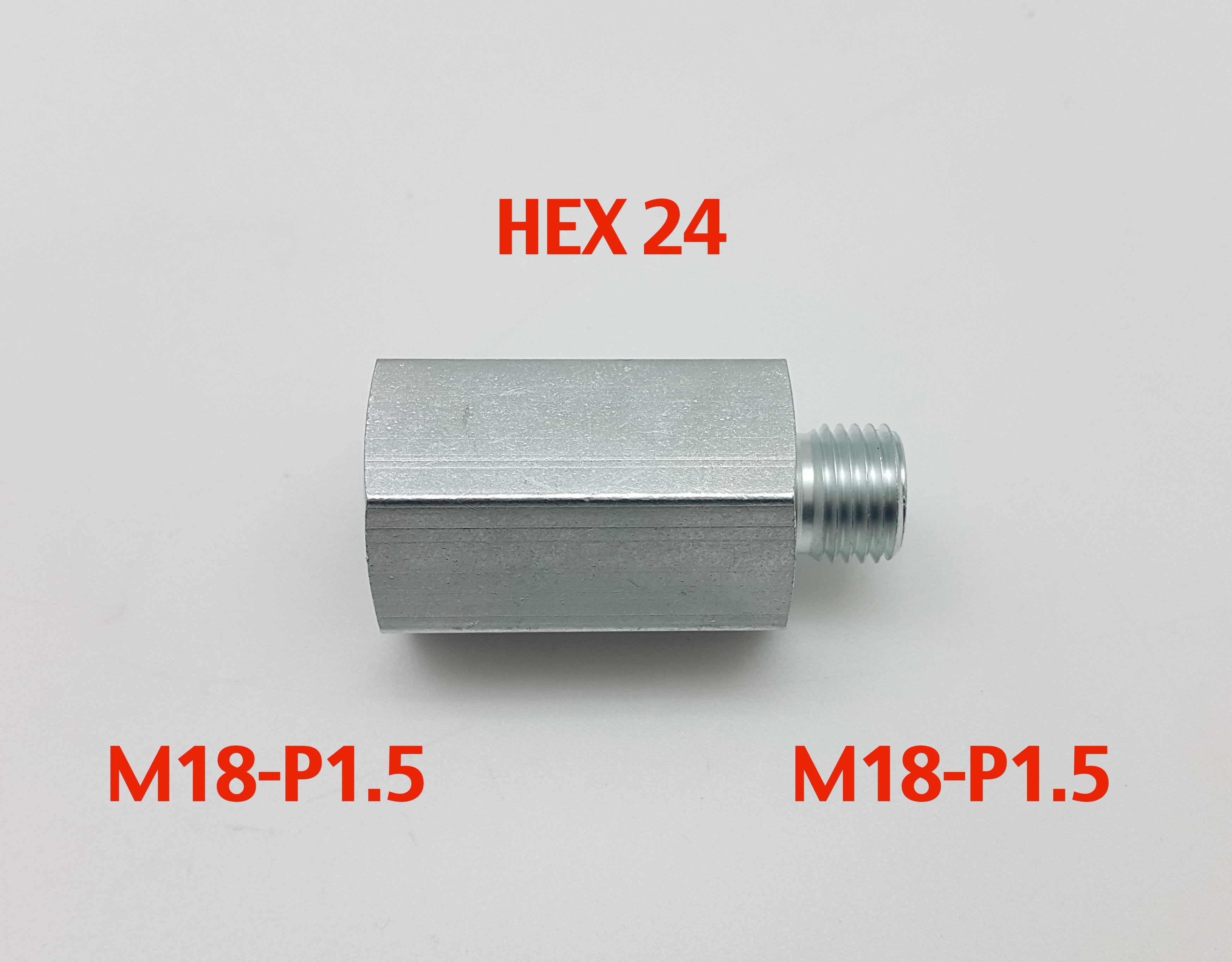 Steel Adaptor M18 x 1.5 Female to M18x1.5 Male Fittings HEX 24 L=43mm/1.7inch