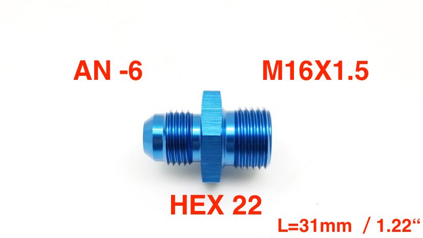 AN6 AN-6 to M16x1.5 Aluminium BOSCH Fuel Pump Adapter 16mm Male Car Fittings