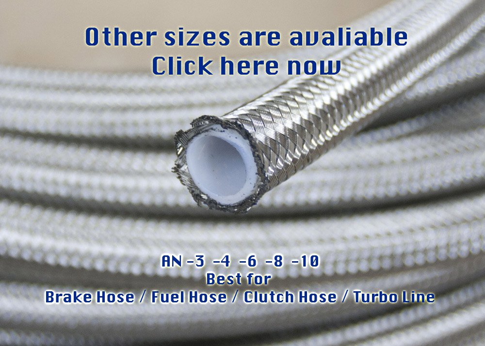 AN-6 AN6 Stainless Braided PTFE Teflon Fuel Line Oil Gas Hose 1M 3FT ID=7.9mm