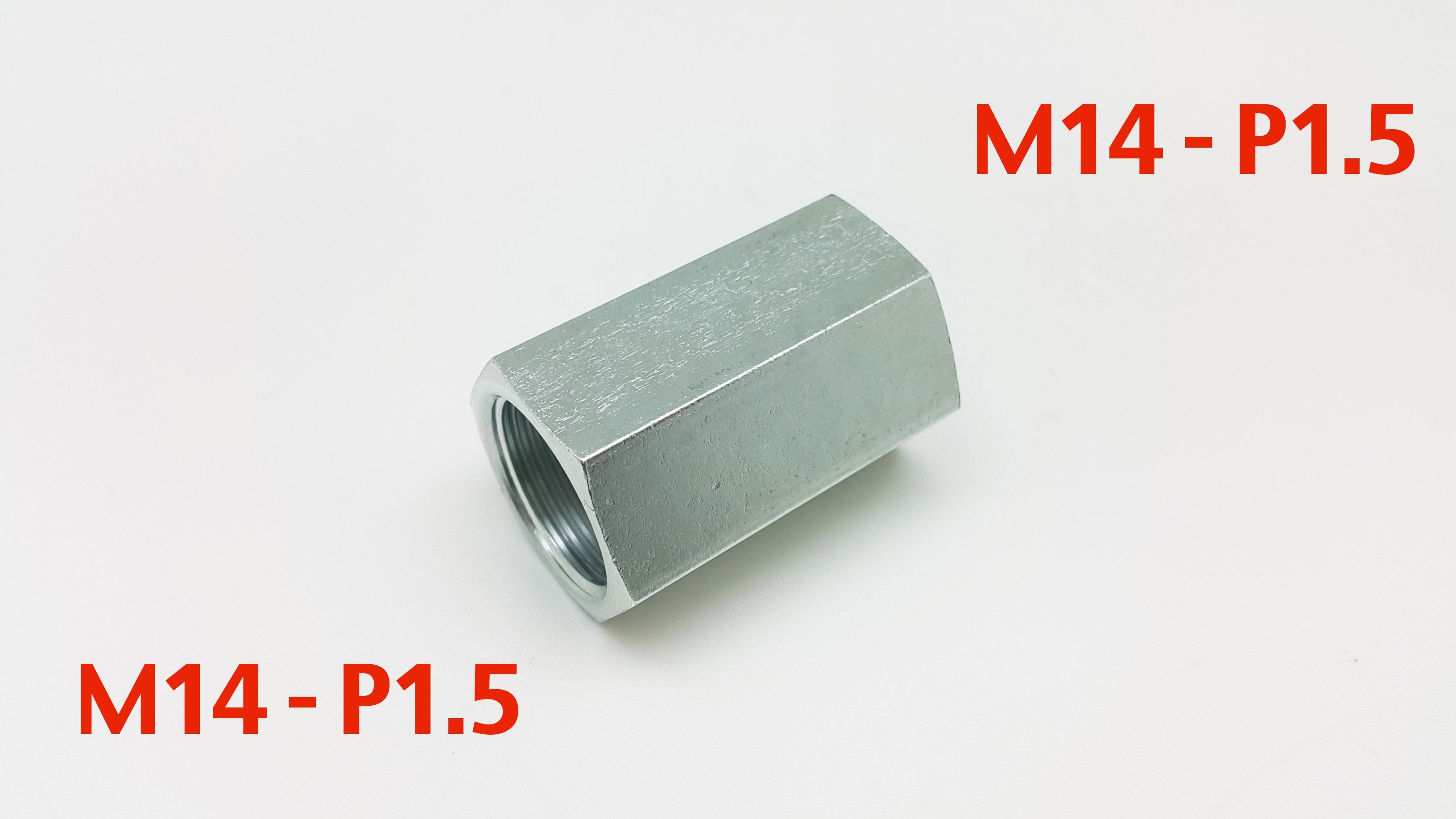 Steel Adaptor M14 x 1.5 Female to M14x1.5 Female Fittings HEX 22 L=43mm/1.7inch