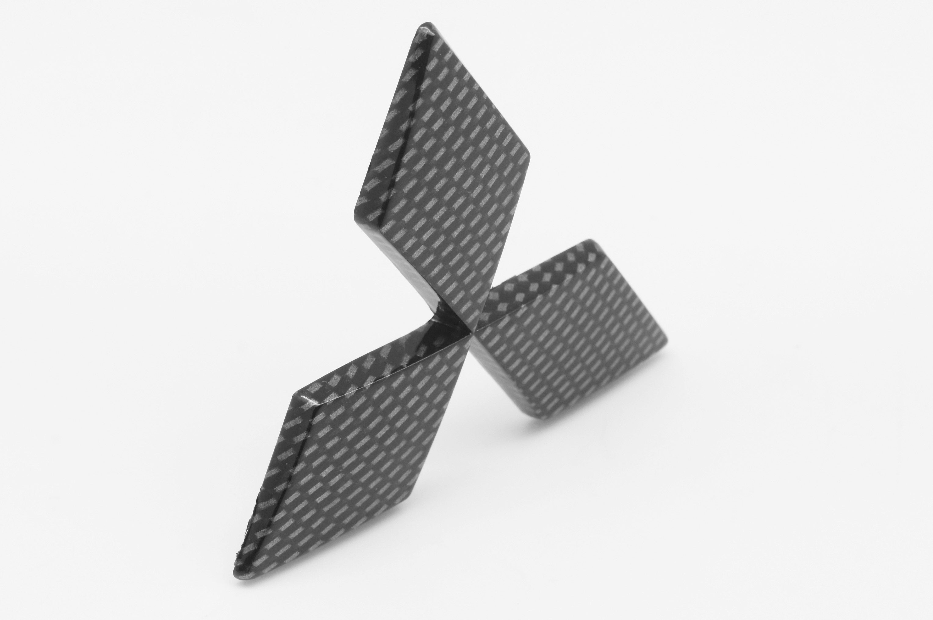 3D Fit Mitsubishi Front Rear Badge Emblem Logo Black Carbon Style Plastic Made